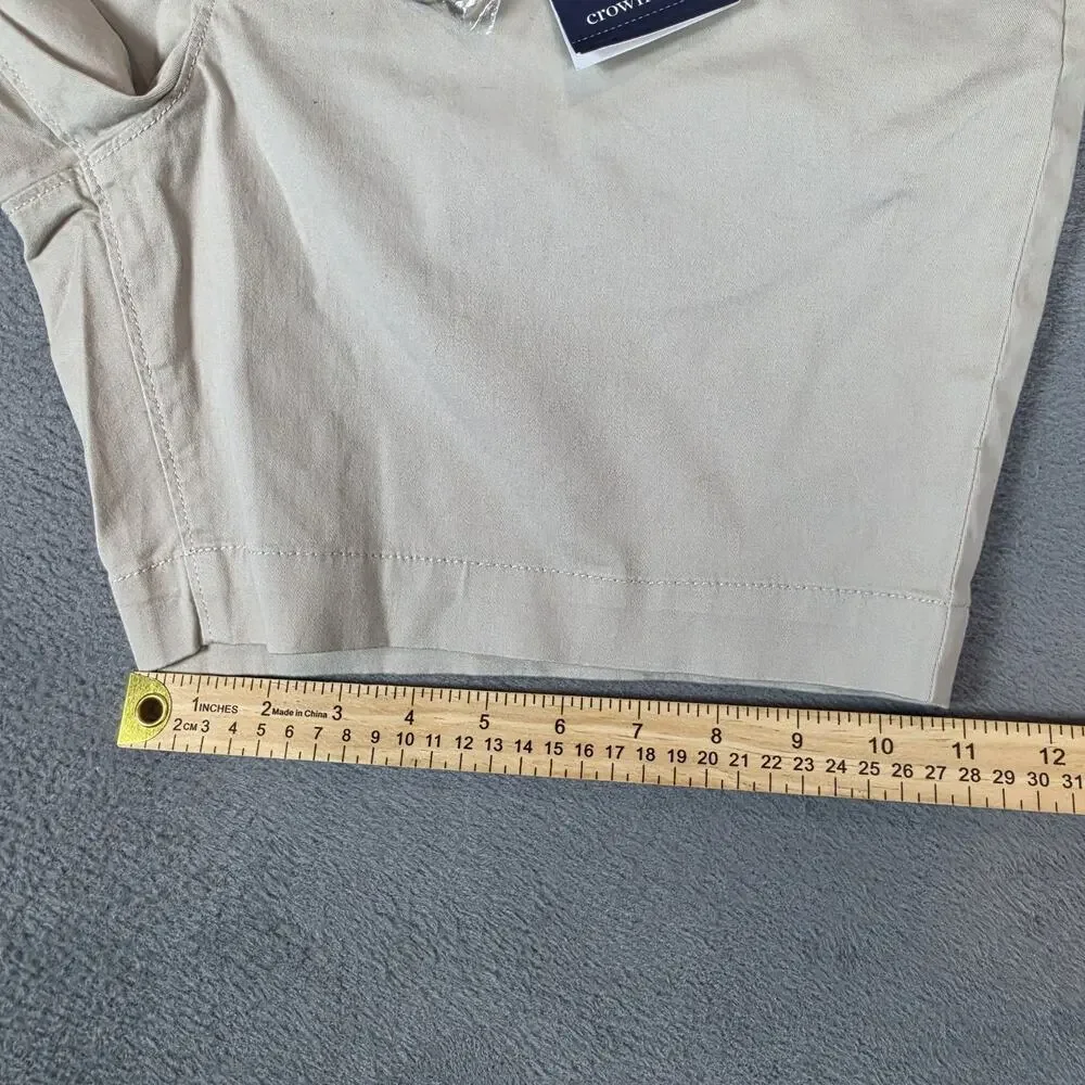 Crown & Ivy Men's Motion Flex Khaki Chino Shorts Size 36 Stretch Classic Casual